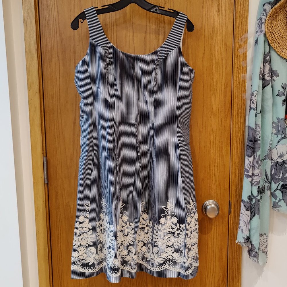 Nine West Blue and White Striped Dress